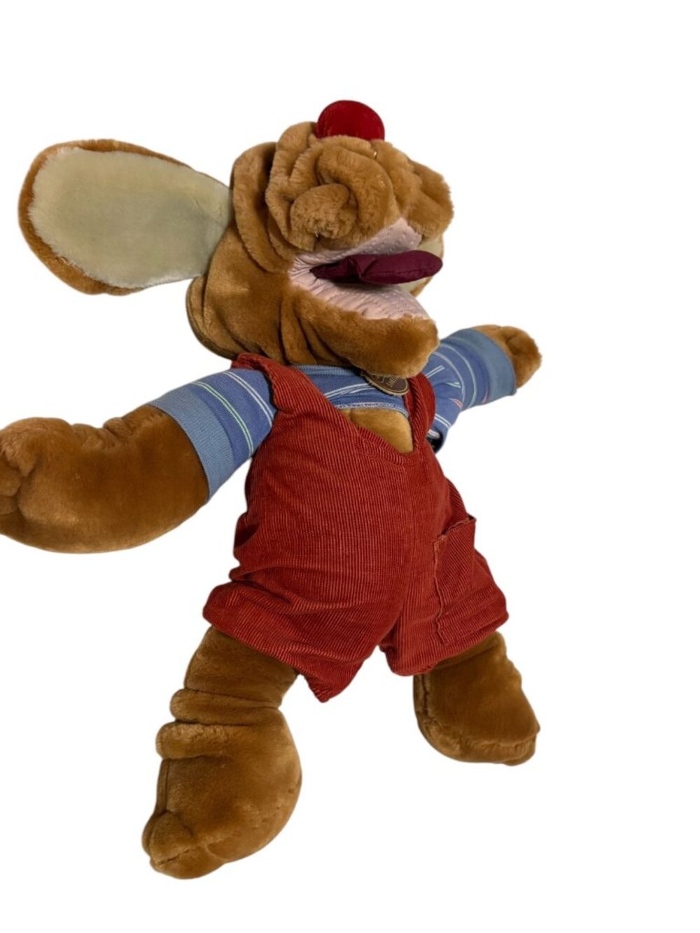 Wrinkles Plush Puppet Dogs Pair Overalls 80s Tan Brown Pretend Play - Picture 14 of 16